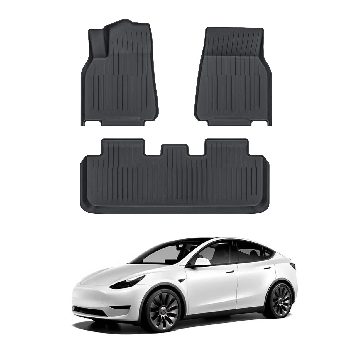 Tesla Model Y Allwetter-Fußmatten Komplettset Kofferraummatte Laderaummatte Frunk-Laderaumteppich (2020-2024)