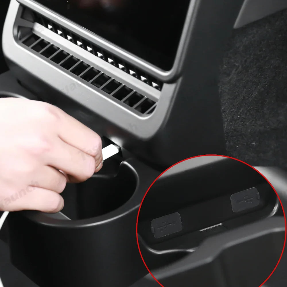 Premium Foldable Rear Console Cup Holder for Tesla Model Y & Model 3 - Innovative Design for Ultimate Car Organization - Evooor