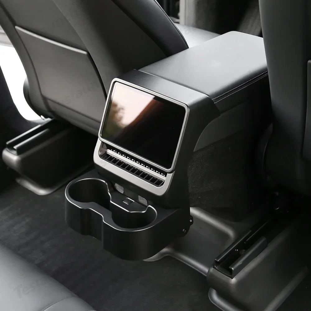 Premium Foldable Rear Console Cup Holder for Tesla Model Y & Model 3 - Innovative Design for Ultimate Car Organization - Evooor