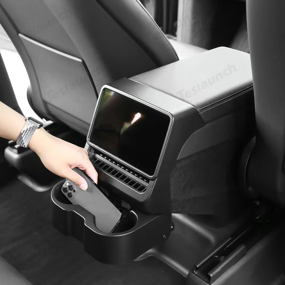 Premium Foldable Rear Console Cup Holder for Tesla Model Y & Model 3 - Innovative Design for Ultimate Car Organization - Evooor