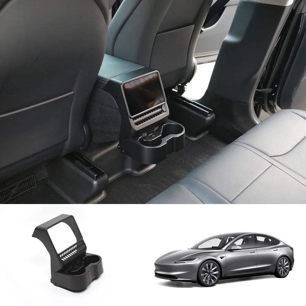 Premium Foldable Rear Console Cup Holder for Tesla Model Y & Model 3 - Innovative Design for Ultimate Car Organization - Evooor