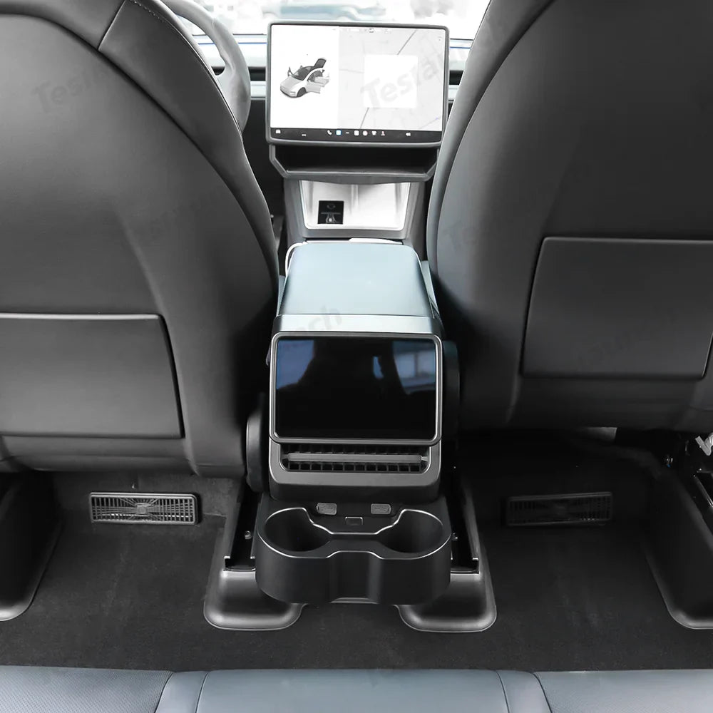 Premium Foldable Rear Console Cup Holder for Tesla Model Y & Model 3 - Innovative Design for Ultimate Car Organization - Evooor