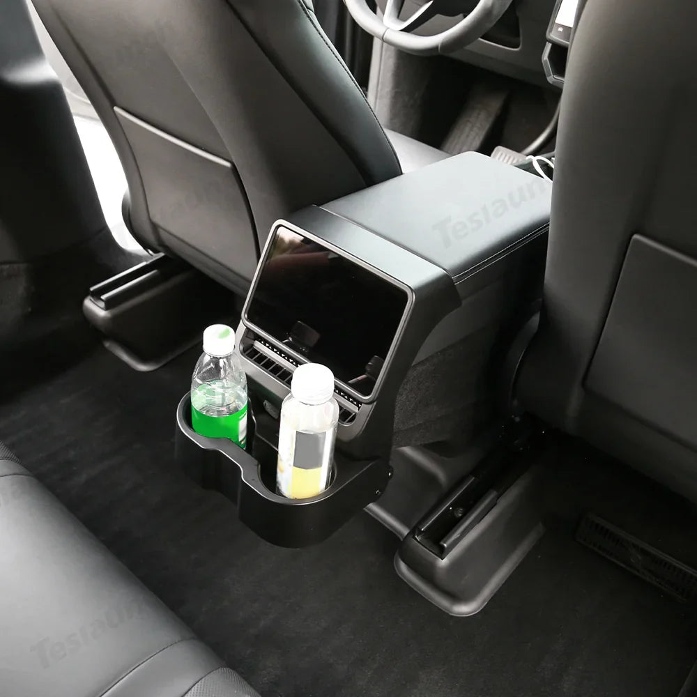 Premium Foldable Rear Console Cup Holder for Tesla Model Y & Model 3 - Innovative Design for Ultimate Car Organization - Evooor