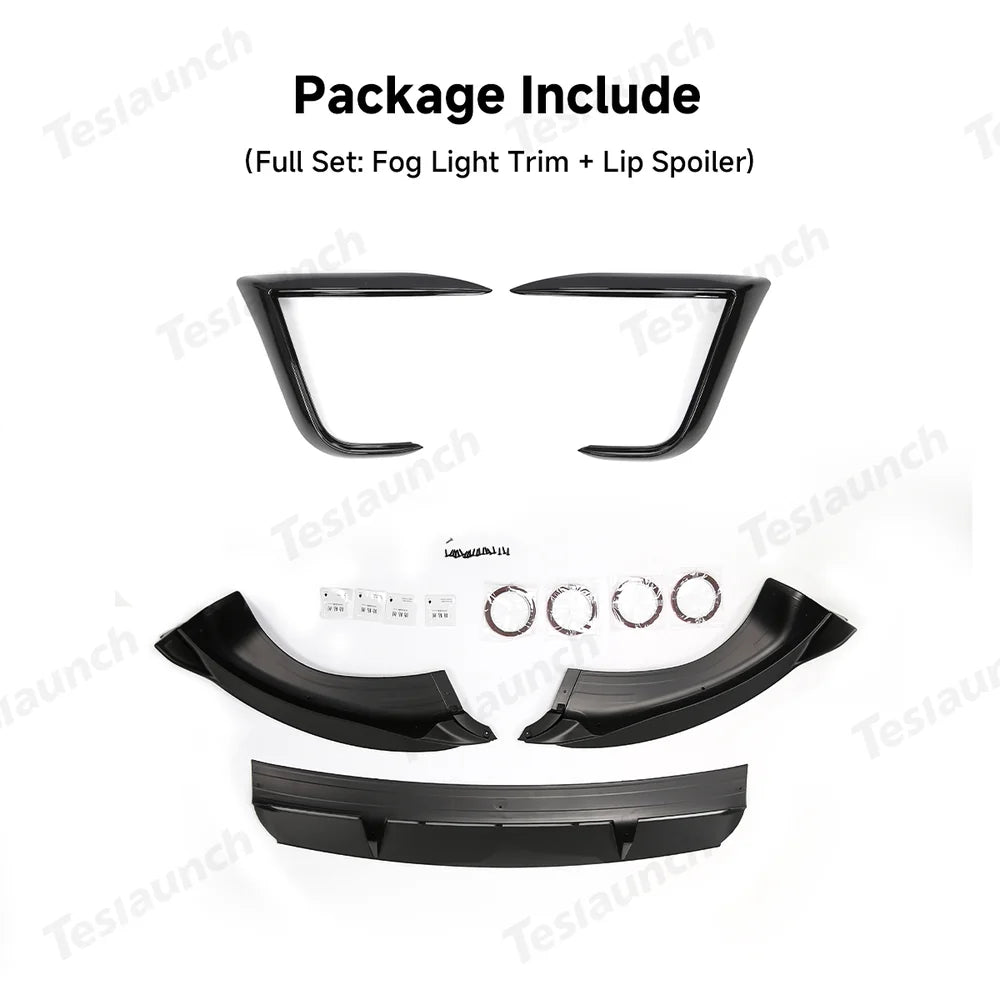 Front Spoiler Kit with Fog Light Accent for Tesla Model Y - Enhanced Aero Dynamics - Evooor