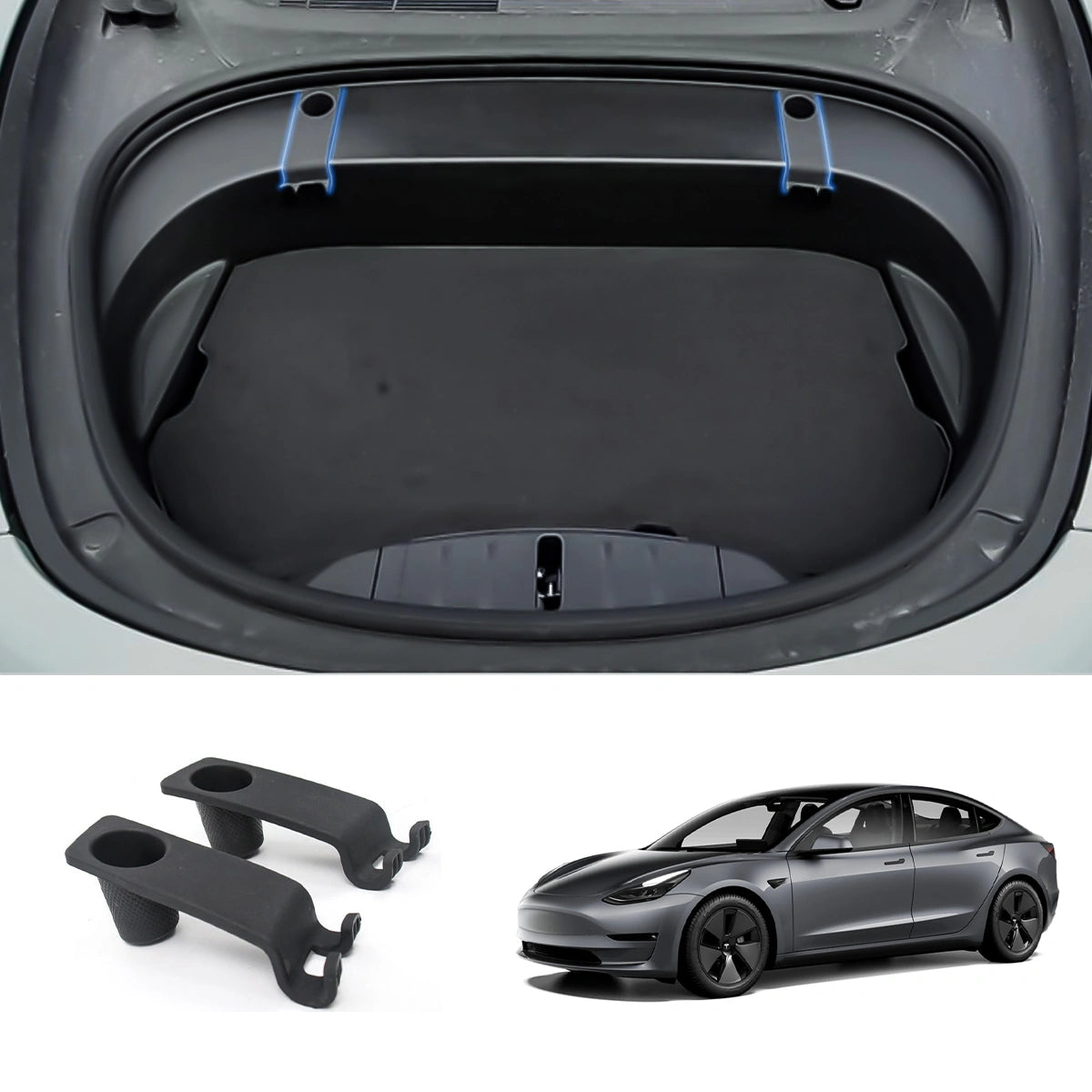 Protective Trunk Bolt Cover Kit with Secure Hook Clips for Tesla Model 3 (2021-2023)