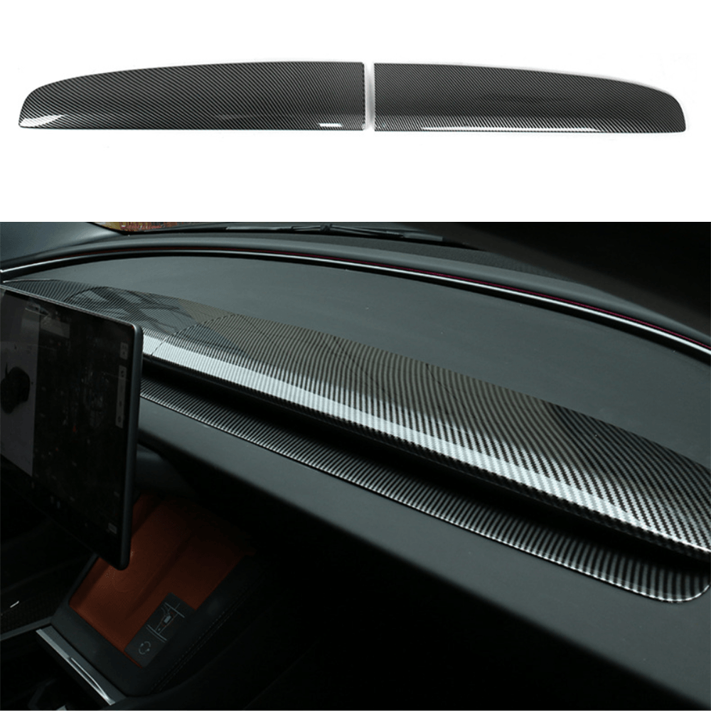 Carbon Fiber Pattern Split Dashboard Cover and Air Outlet Cover Set for Tesla Model 3 - Compatible with Highland 2024+ - Evooor