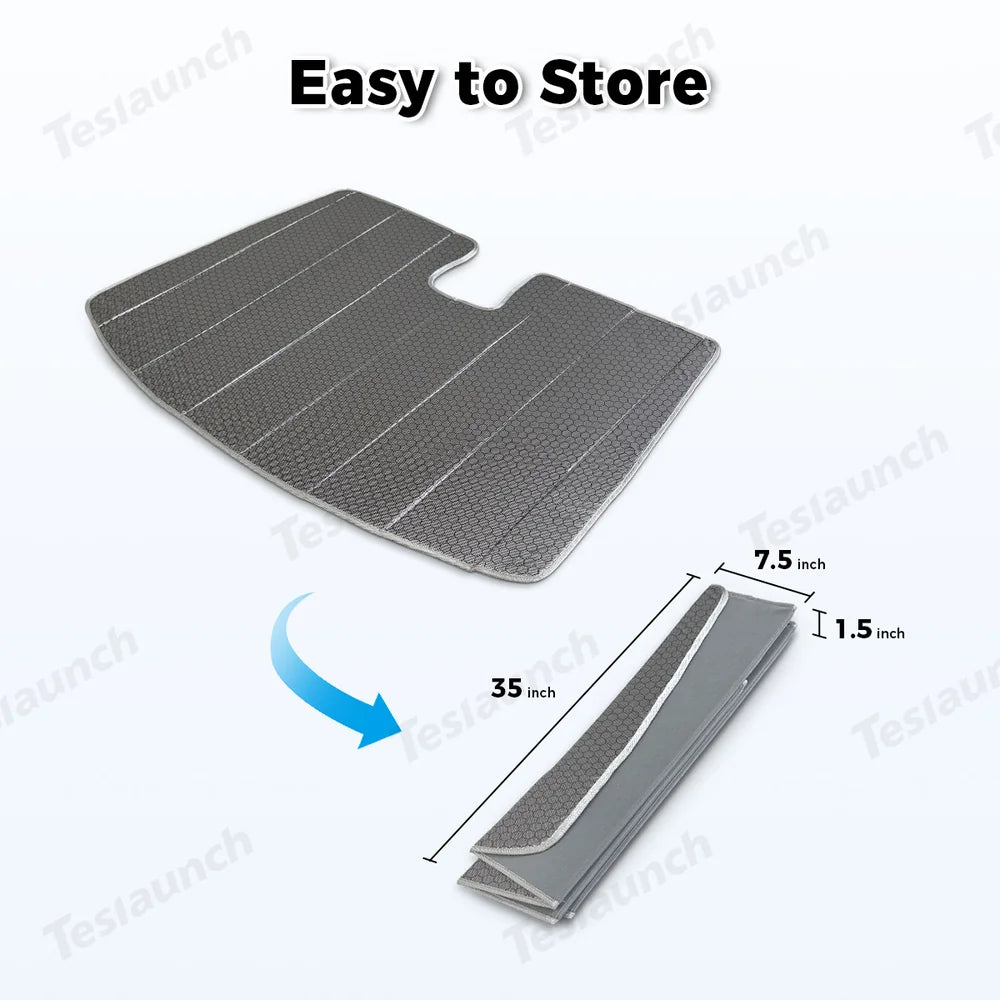 Premium Graphite-Infused Front Window Shade for Tesla Model 3 (2017+)/ Model Y (2020+): UV Protection and Heat Shield - Evooor