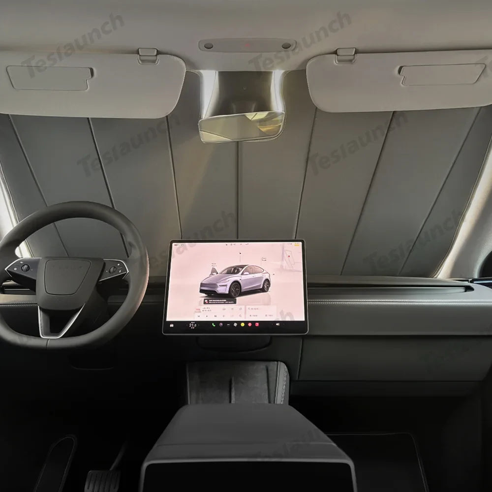 Premium Graphite-Infused Front Window Shade for Tesla Model 3 (2017+)/ Model Y (2020+): UV Protection and Heat Shield - Evooor