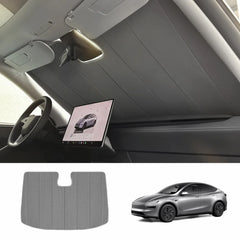 Premium Graphite-Infused Front Window Shade for Tesla Model 3 (2017+)/ Model Y (2020+): UV Protection and Heat Shield - Evooor