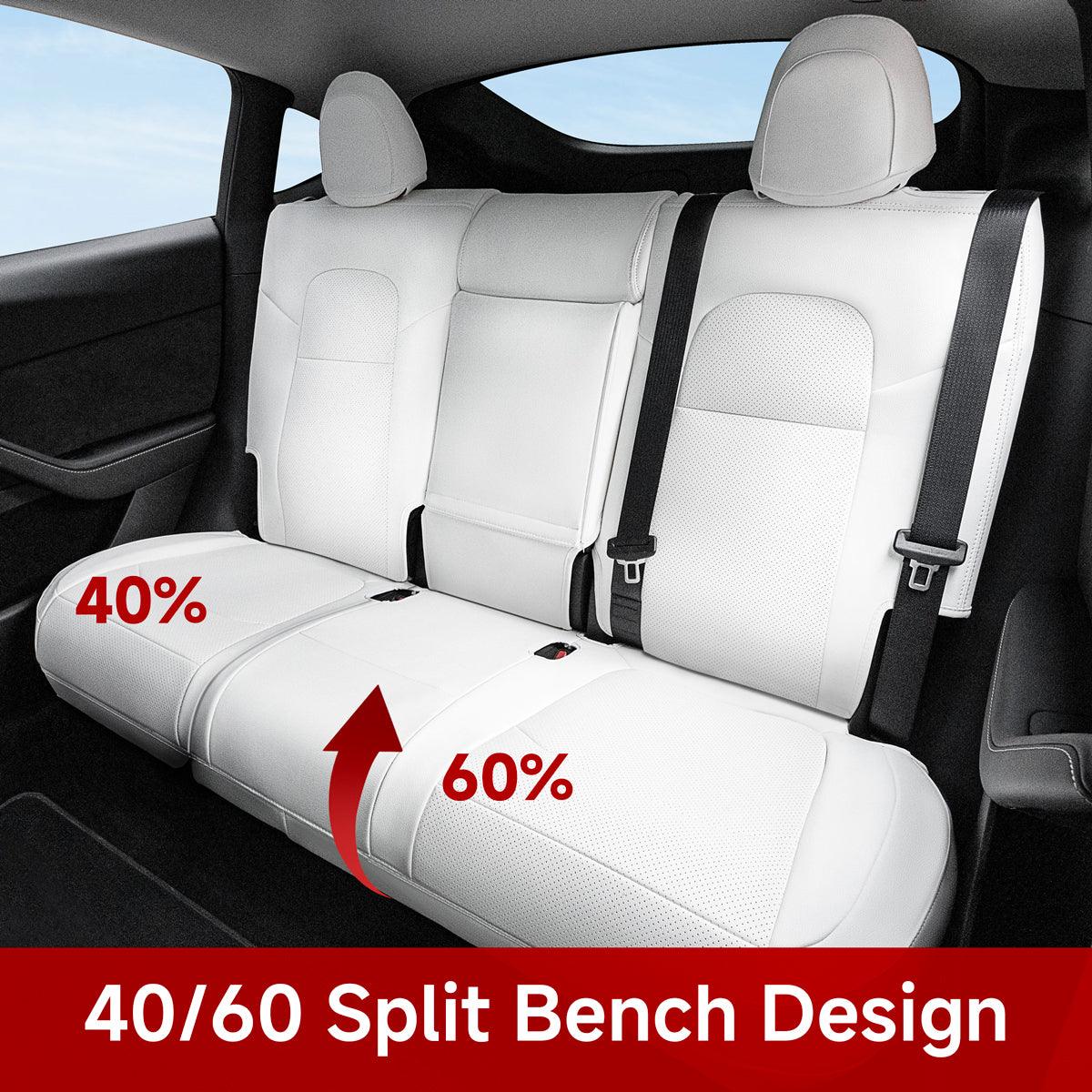Premium Tesla Model Y 7 Seater Seat Cover Set with Upgraded 2nd-Row 40/60 Split Bench Design for Ultimate Comfort and Protection - Evooor