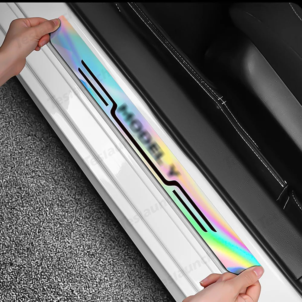 Durable Door Sill Guards with Laser-Finish for Tesla Model Y Upgrade (Set of 4) - Evooor