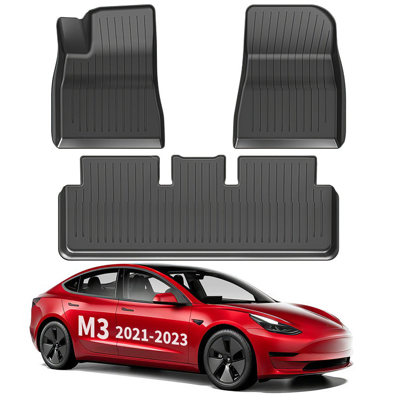 Model 3 All Weather TPE Interior Floor Mats Cargo Liners Set for Tesla (2021-2023)