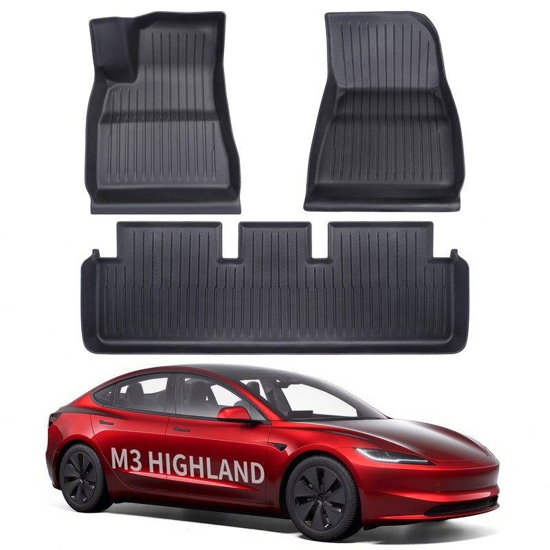 2024Model3 Highland Allwetter-TPE-Innen fußmatten Cargo Liner Set fürTesla