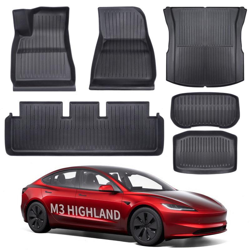 2024+ Model 3 Highland All Weather TPE Interior Floor Mats Cargo Liners Set for Tesla - Evooor