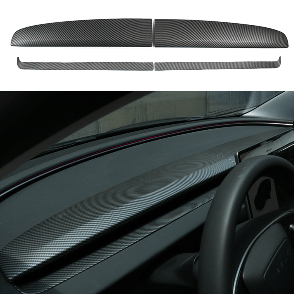 Carbon Fiber Pattern Split Dashboard Cover and Air Outlet Cover Set for Tesla Model 3 - Compatible with Highland 2024+ - Evooor