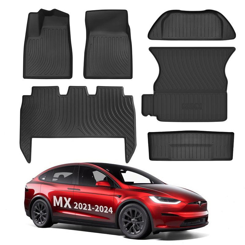 Model X All Weather TPE Interior Floor Mats Cargo Liners Set for Tesla (2021-2024) - Evooor