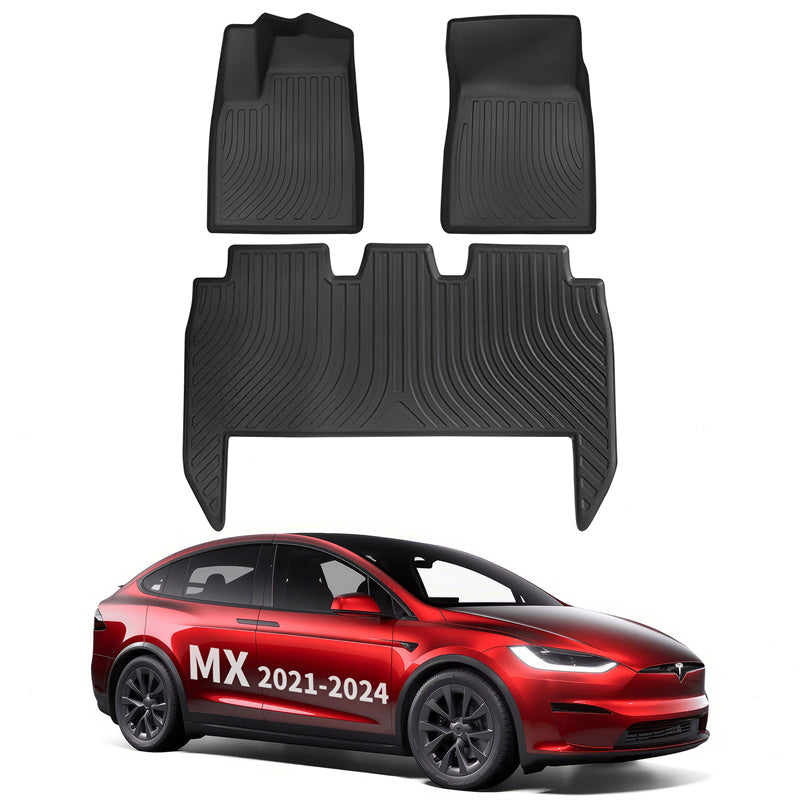 ModelX All Weather TPE Interior Floor Mats Cargo Liners Set paraTesla (2021-2024)