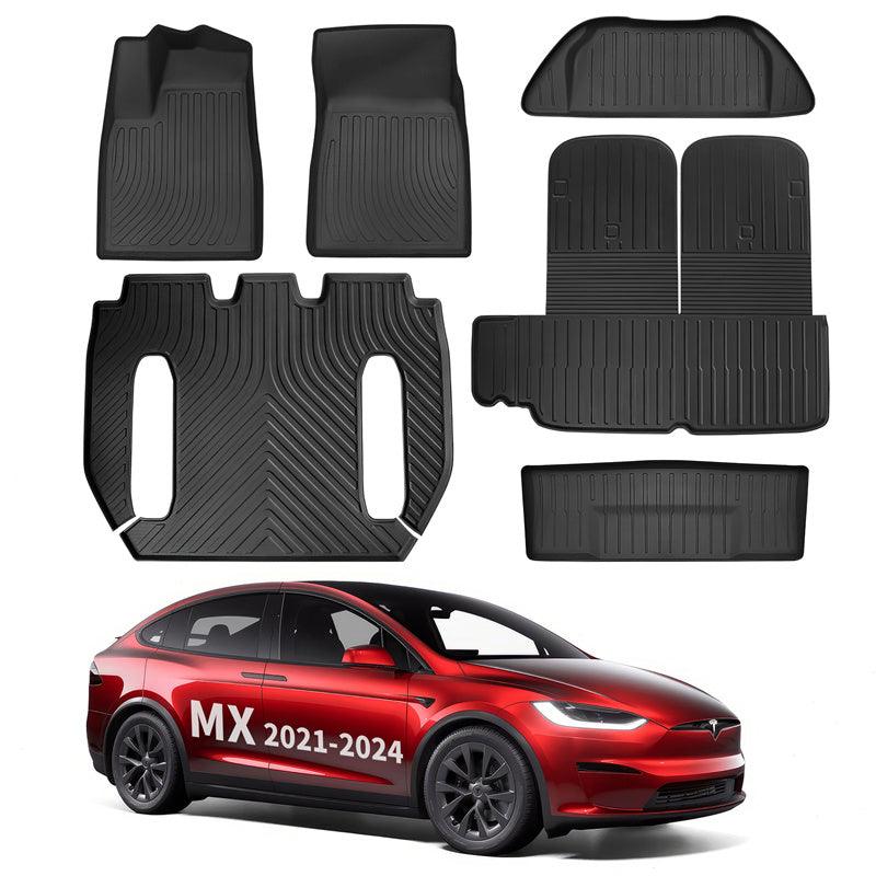 Model X All Weather TPE Interior Floor Mats Cargo Liners Set for Tesla (2021-2024) - Evooor