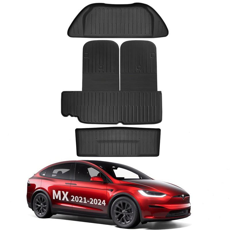 Model X All Weather TPE Interior Floor Mats Cargo Liners Set for Tesla (2021-2024) - Evooor