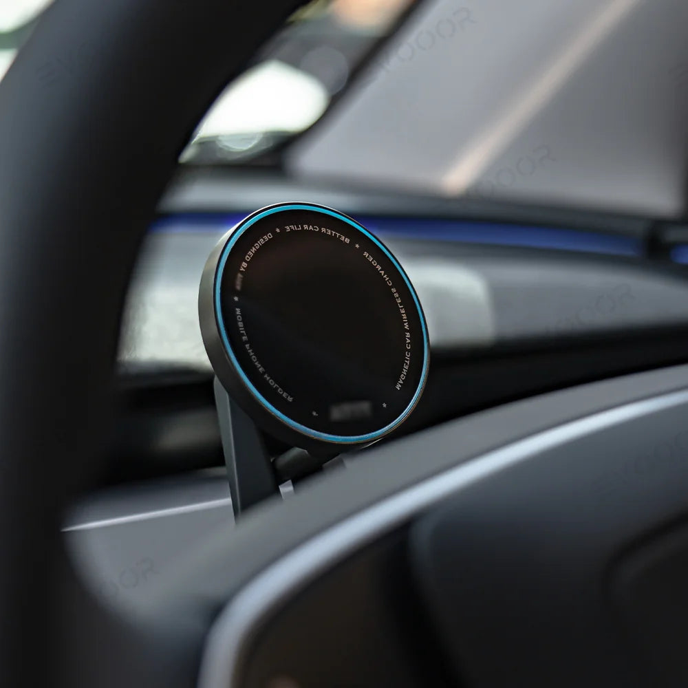 Model Support de téléphone magnétique pour tableau de bord et volant 3/Y, avec chargeur sans fil MagSafe. Tesla (2017-2025) 