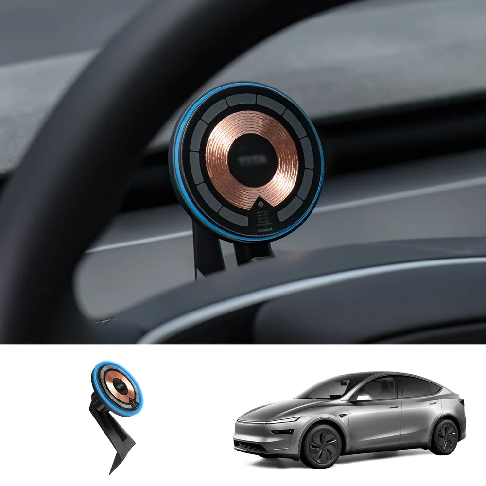 Model Supporto per telefono magnetico per cruscotto e volante 3 / Y Supporto per telefono con ricarica wireless Magsafe per  Tesla(2017+)
