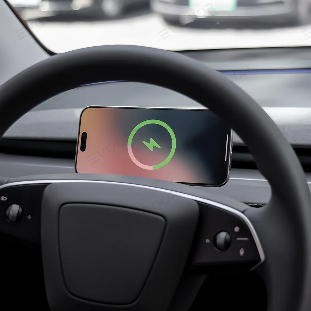 Model Support de téléphone magnétique pour tableau de bord et volant 3/Y, avec chargeur sans fil MagSafe. Tesla (2017-2025) 