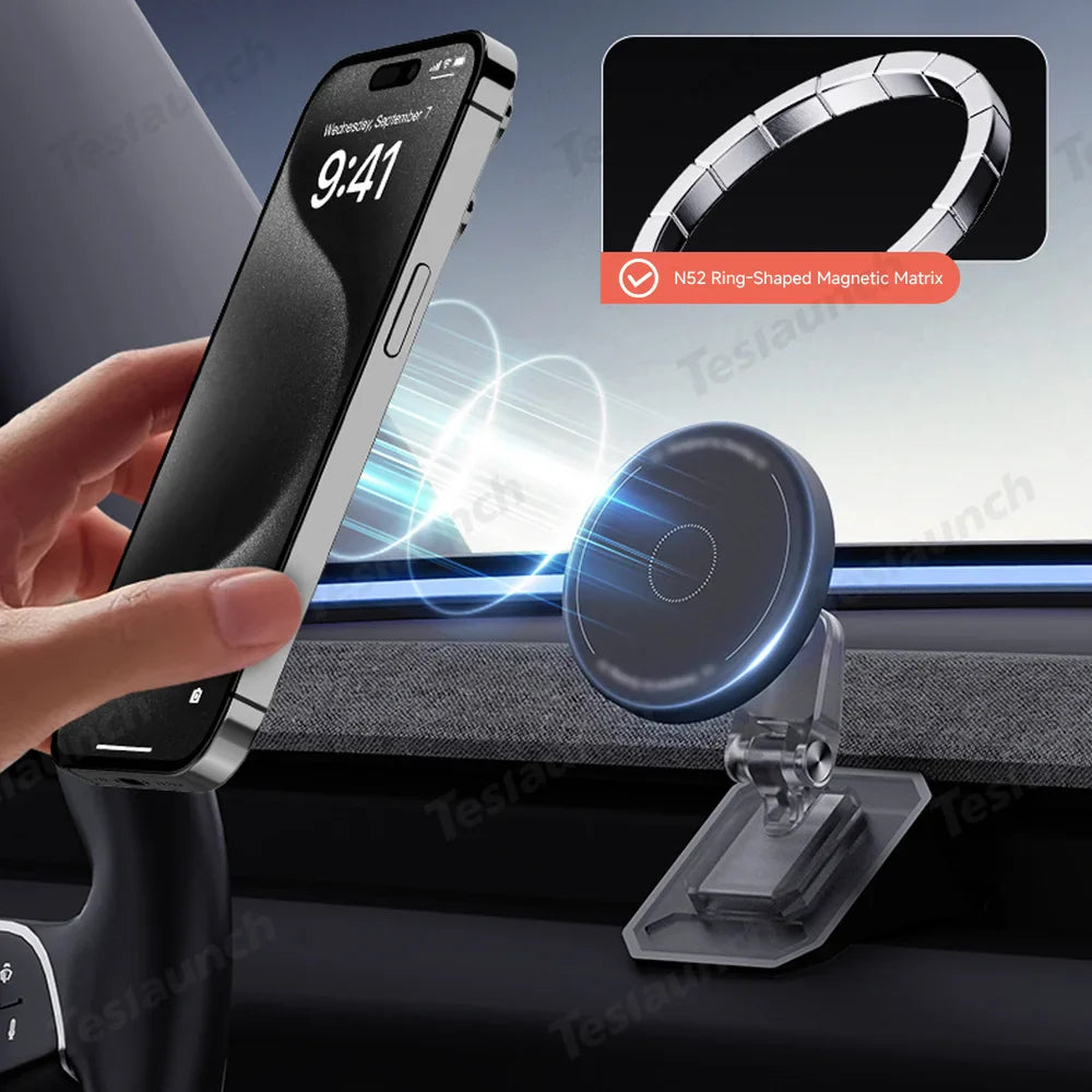 Tesla Model Y & Model 3 Magnetic Phone Mount with Silicone Protection - Secure Holder for Juniper 2025+ & Highland 2024+ - Evooor