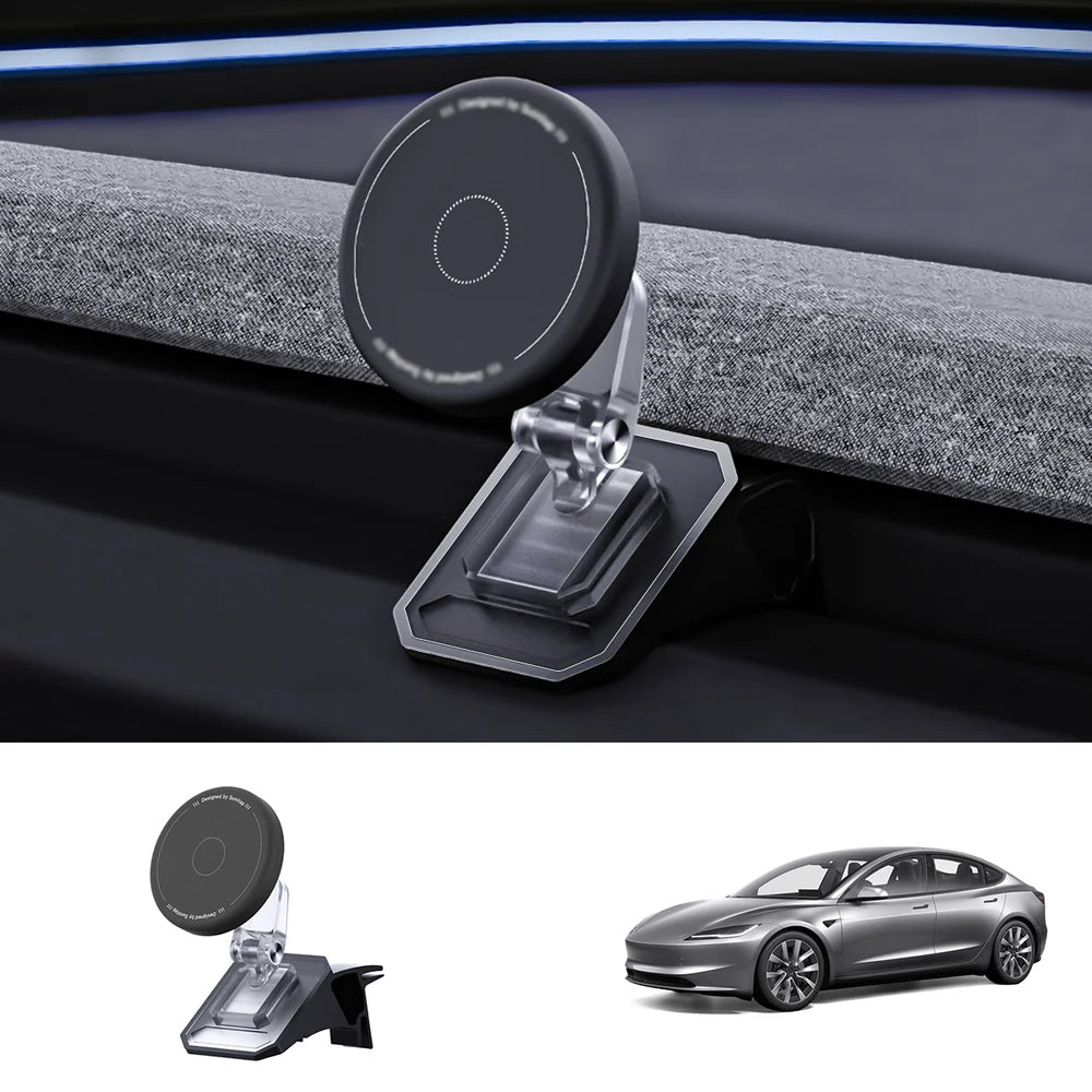 Tesla Model Y & Model 3 Magnetic Phone Mount with Silicone Protection - Secure Holder for Juniper 2025+ & Highland 2024+ - Evooor