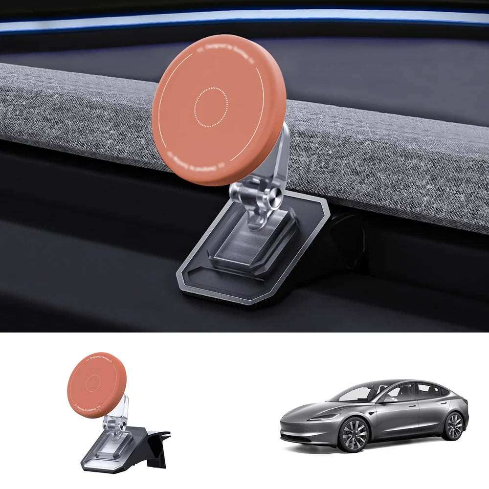 Tesla Model Y & Model 3 Magnetic Phone Mount with Silicone Protection - Secure Holder for Juniper 2025+ & Highland 2024+ - Evooor