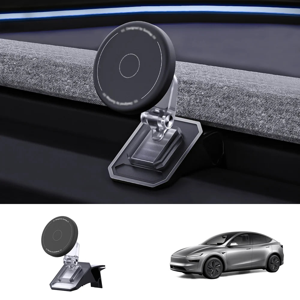 Tesla Model Y & Model 3 Magnetic Phone Mount with Silicone Protection - Secure Holder for Juniper 2025+ & Highland 2024+ - Evooor