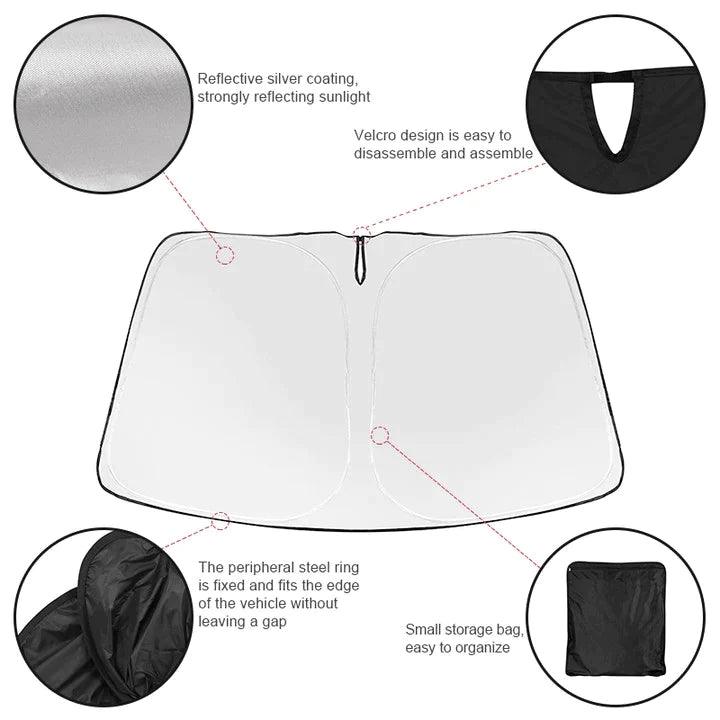 Model 3/Y/S/X Windshield Sunshade Folding Front Window Sun Shade Cover Heat Protection Visor For Tesla - Evooor