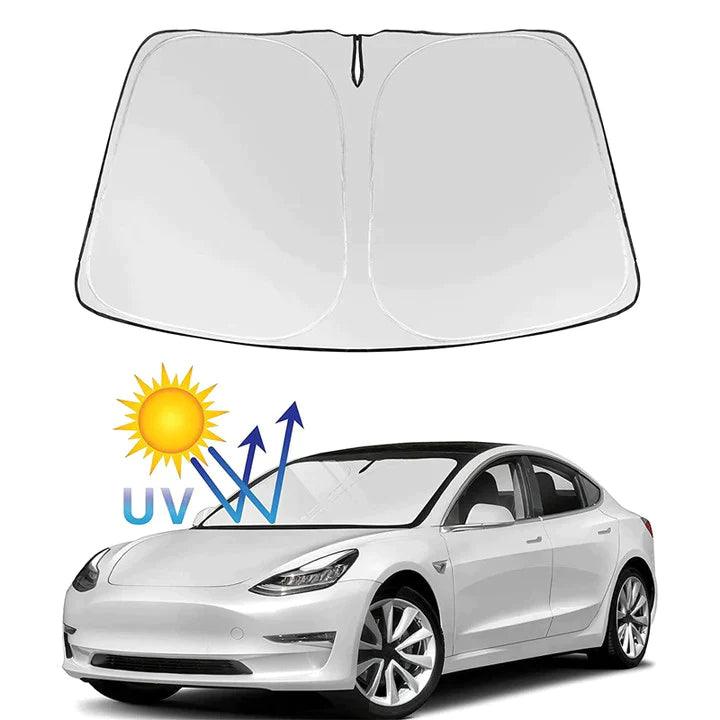 Model 3/Y/S/X Windshield Sunshade Folding Front Window Sun Shade Cover Heat Protection Visor For Tesla - Evooor
