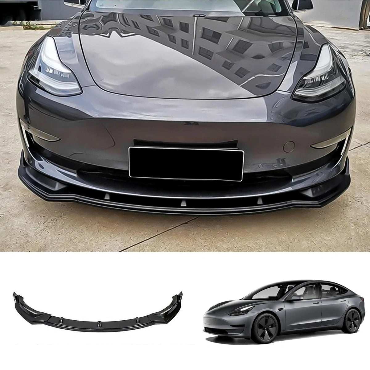 Model 3 Front Bumper Lip Kit For Tesla  (2017-2023)