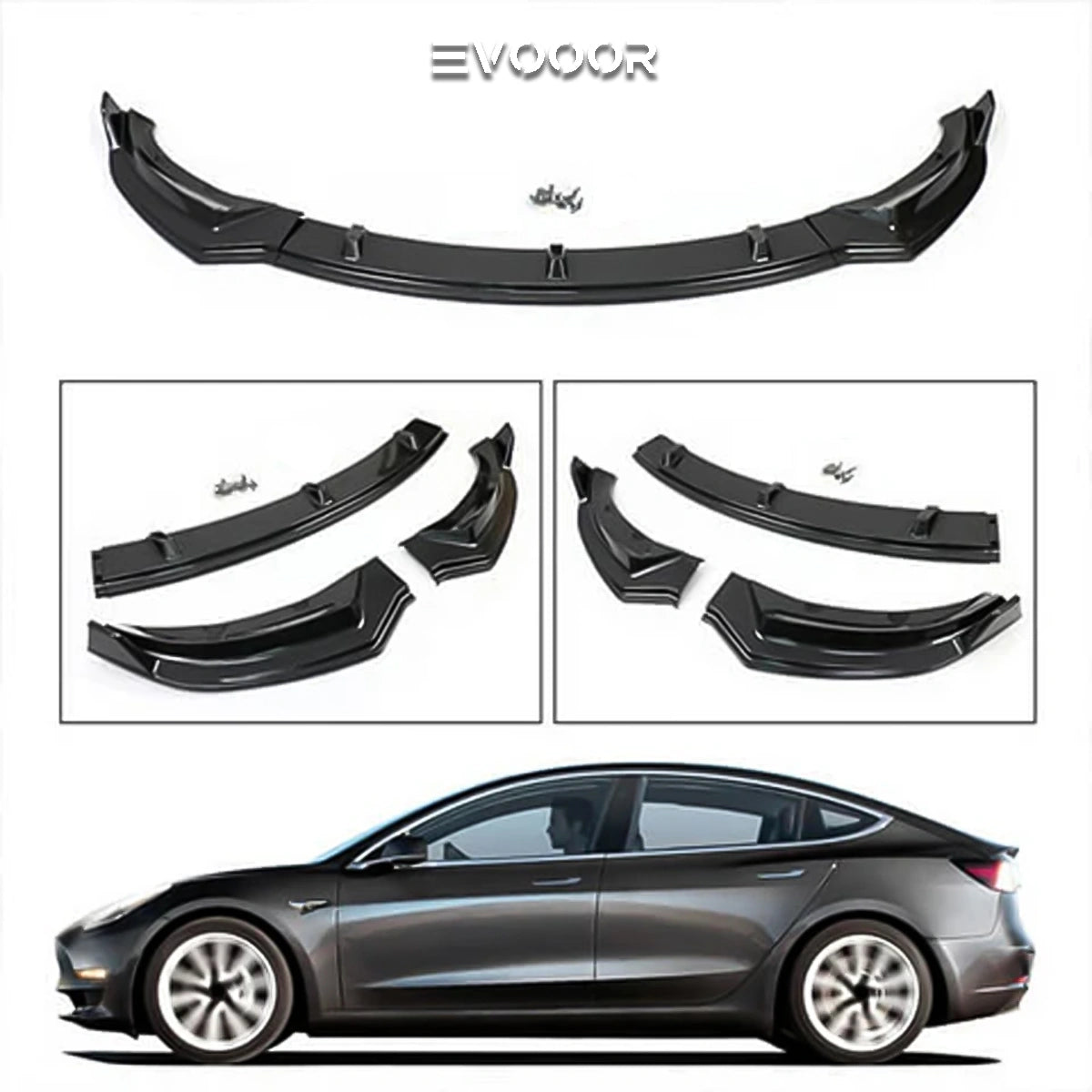 Model 3 Front Bumper Lip Kit For Tesla  (2017-2023)
