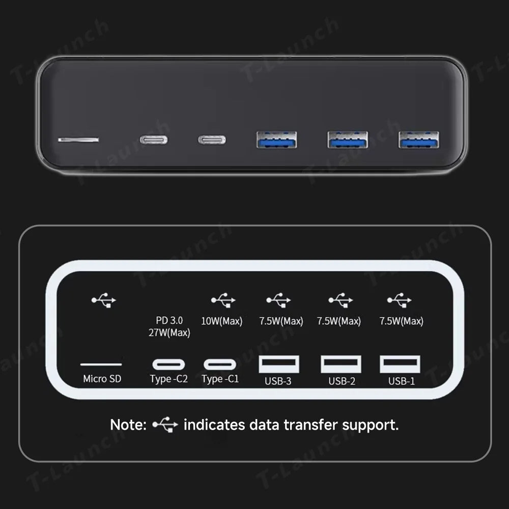 Tesla Model 3/Y Docking Station-6-in-1 USB Hub Expansion Adapter