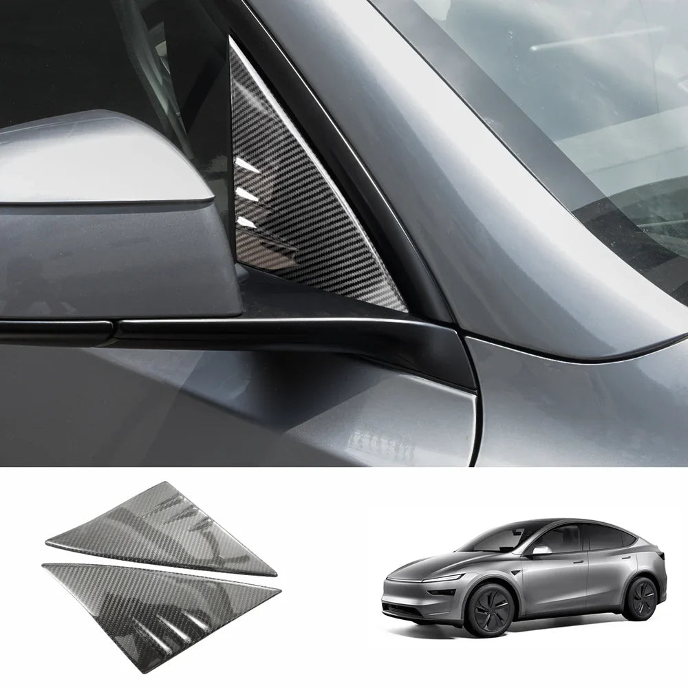Premium Carbon Fiber A-Pillar Window Trim Upgrade Compatible with Tesla Model Y Beyond 2025 - Evooor