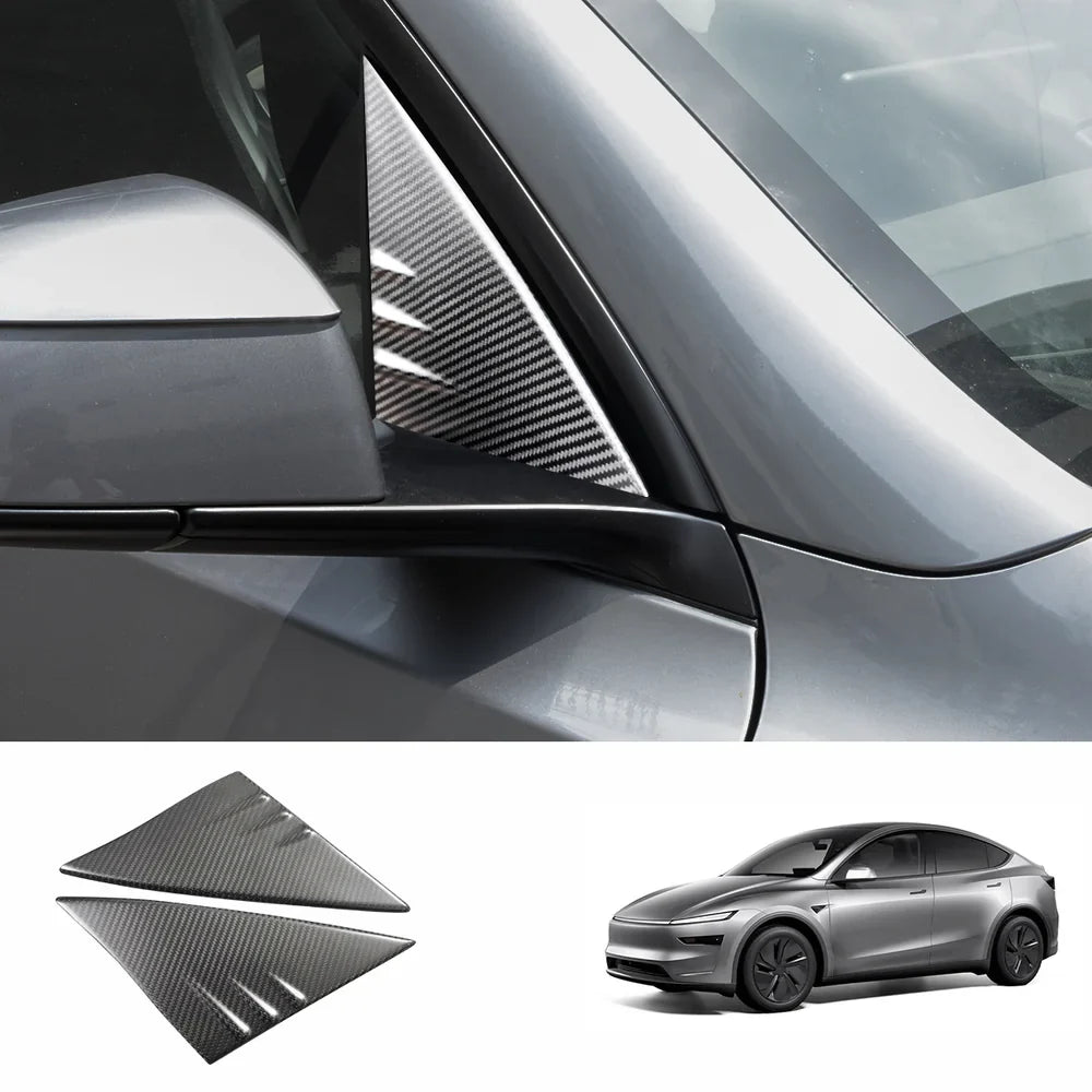 Premium Carbon Fiber A-Pillar Window Trim Upgrade Compatible with Tesla Model Y Beyond 2025 - Evooor