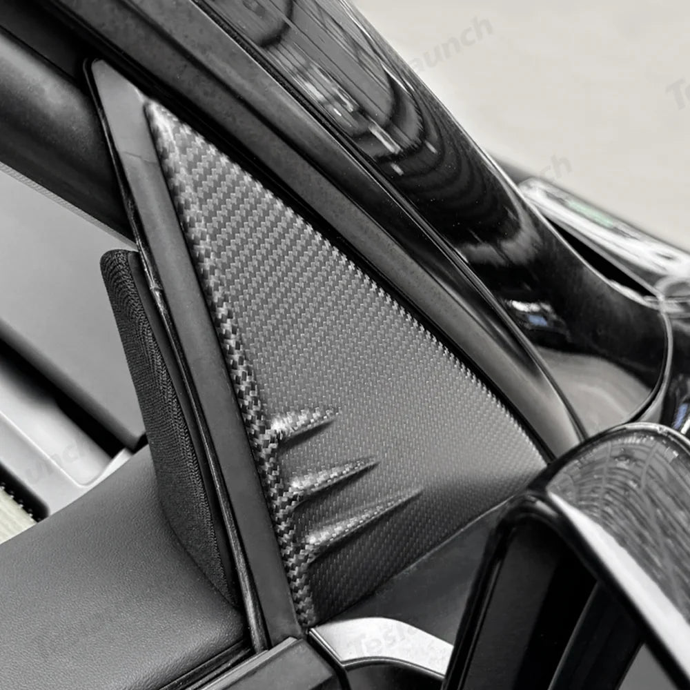 Premium Carbon Fiber A-Pillar Window Trim Upgrade Compatible with Tesla Model Y Beyond 2025 - Evooor