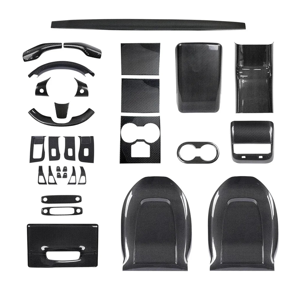 Kit de garniture intérieure en fibre de carbone de qualité supérieure pour Tesla Model 3 et Model Y-Améliorez votre intérieur avec des habillages de haute qualité