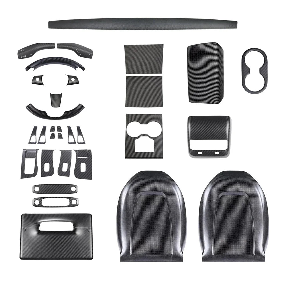 Kit de garniture intérieure en fibre de carbone de qualité supérieure pour Tesla Model 3 et Model Y-Améliorez votre intérieur avec des habillages de haute qualité