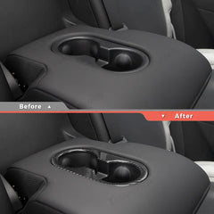 Premium Carbon Fiber Rear Armrest Cup Holder Cover for Tesla Model Y - Enhanced Style and Functionality - Evooor
