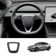 Tesla Model Y Juniper 2025+ - Upgraded Center Trim Cover in Genuine Carbon Fiber for Steering Wheel Airbag - Evooor