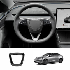 Tesla Model Y Juniper 2025+ - Upgraded Center Trim Cover in Genuine Carbon Fiber for Steering Wheel Airbag - Evooor