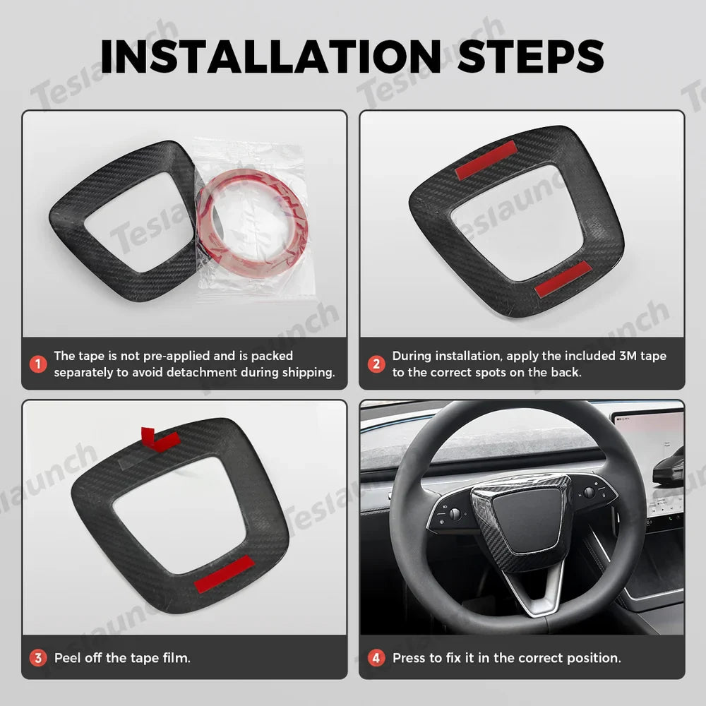 Tesla Model Y Juniper 2025+ - Upgraded Center Trim Cover in Genuine Carbon Fiber for Steering Wheel Airbag - Evooor