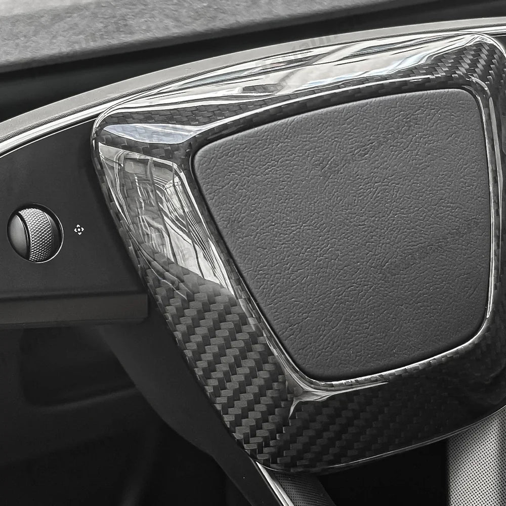 Tesla Model Y Juniper 2025+ - Upgraded Center Trim Cover in Genuine Carbon Fiber for Steering Wheel Airbag - Evooor