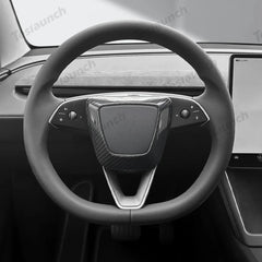 Tesla Model Y Juniper 2025+ - Upgraded Center Trim Cover in Genuine Carbon Fiber for Steering Wheel Airbag - Evooor