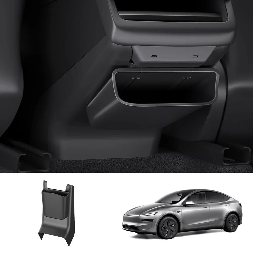 Protective Rear Center Console Kick Guard with Extra Storage for Tesla Model Y and Model 3 - Juniper 2025 / Highland 2024+ - Evooor