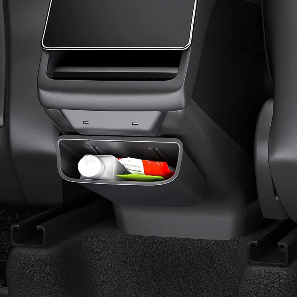 Protective Rear Center Console Kick Guard with Extra Storage for Tesla Model Y and Model 3 - Juniper 2025 / Highland 2024+ - Evooor