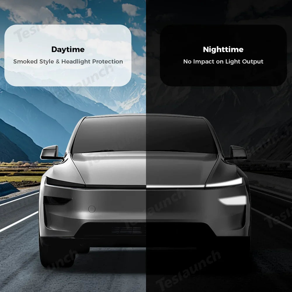 Headlight and Taillight Protective Film Set for Tesla Model Y - Smoked Tint, Durable TPU Material - Evooor