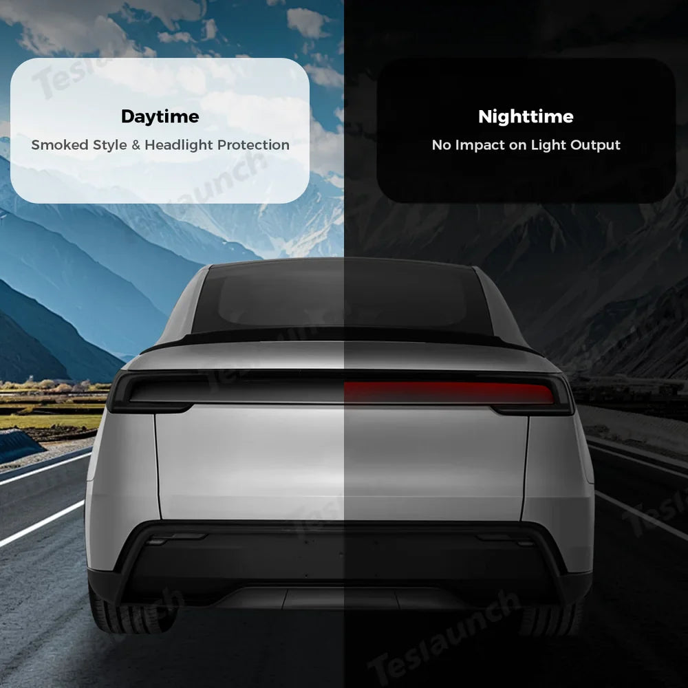 Headlight and Taillight Protective Film Set for Tesla Model Y - Smoked Tint, Durable TPU Material - Evooor